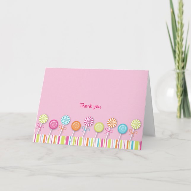 Sweet Lollipop Candy Thank You Note Cards (Front)