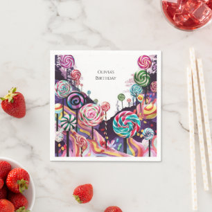 Sweet Lollipop Candyland Birthday Napkin