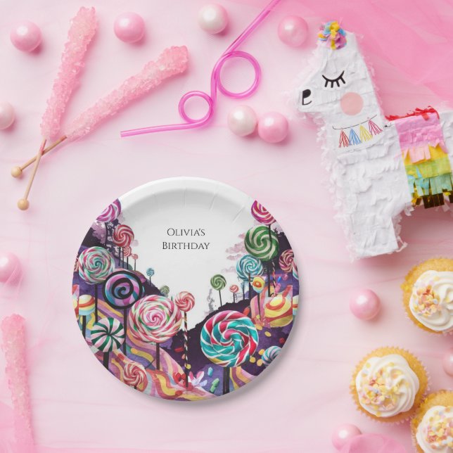 Sweet Lollipop Candyland Birthday Paper Plate (Party)