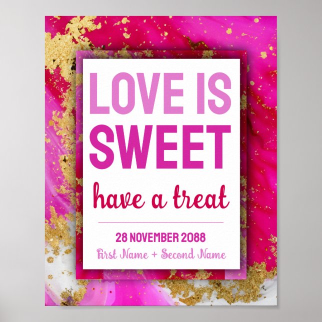 Sweet Love Bat Mitzvah Wedding Dessert Candy Bar Poster (Front)