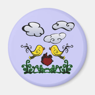 Sweet Love Birds Cartoon Scene Magnet