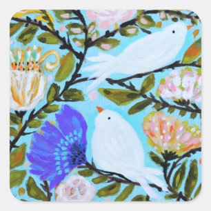 Sweet Love Birds II Square Sticker