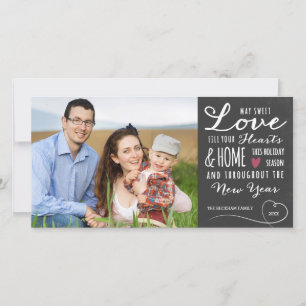 Sweet Love Chalkboard Holiday Photo Card