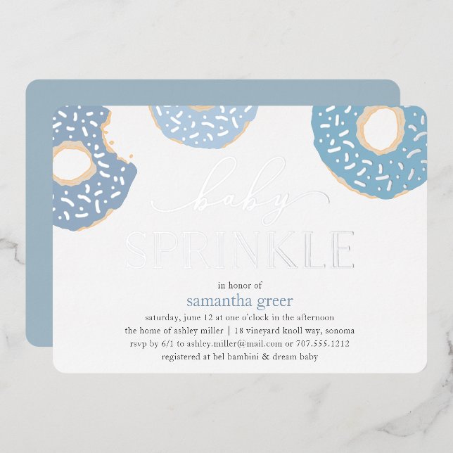Sweet Love | Doughnut Baby Sprinkle Foil Invitatio (Front/Back)