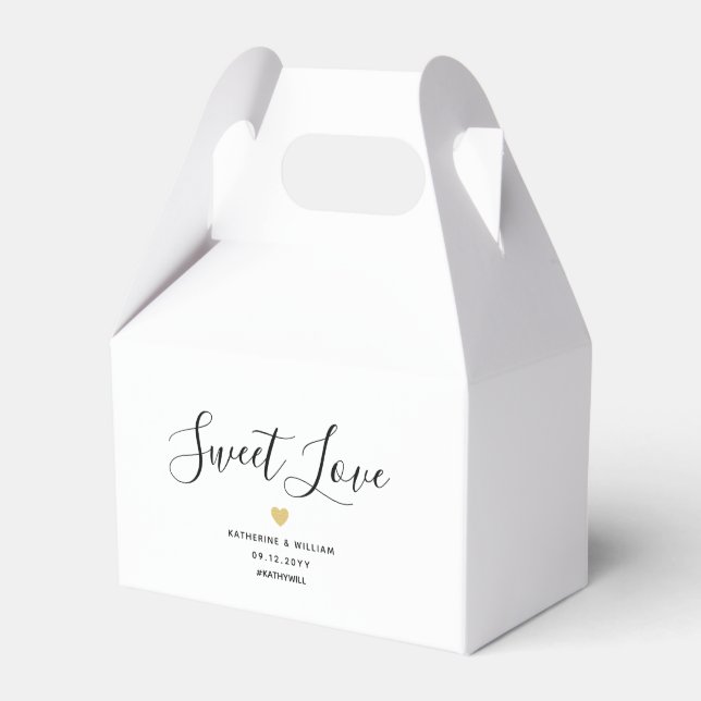  Sweet Love Elegant Black and White Wedding Favour Box (Front Side)