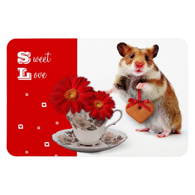 Sweet Love. Funny Hamster Valentine's Day Gift Magnet (Horizontal)