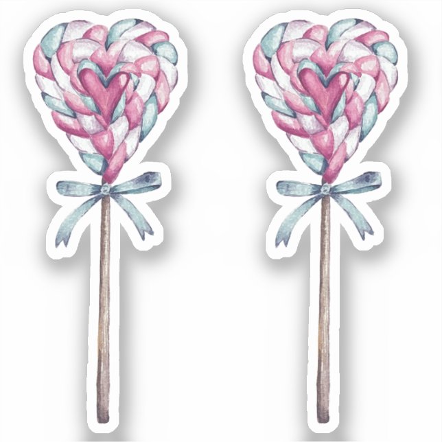 Sweet Love Heart Marshmallow Lollipop Sticker (Front)