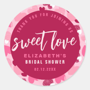 Sweet Love Heart Pattern Valentine's Bridal Shower Classic Round Sticker