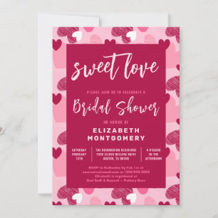 Sweet Love Heart Pattern Valentine's Bridal Shower Invitation