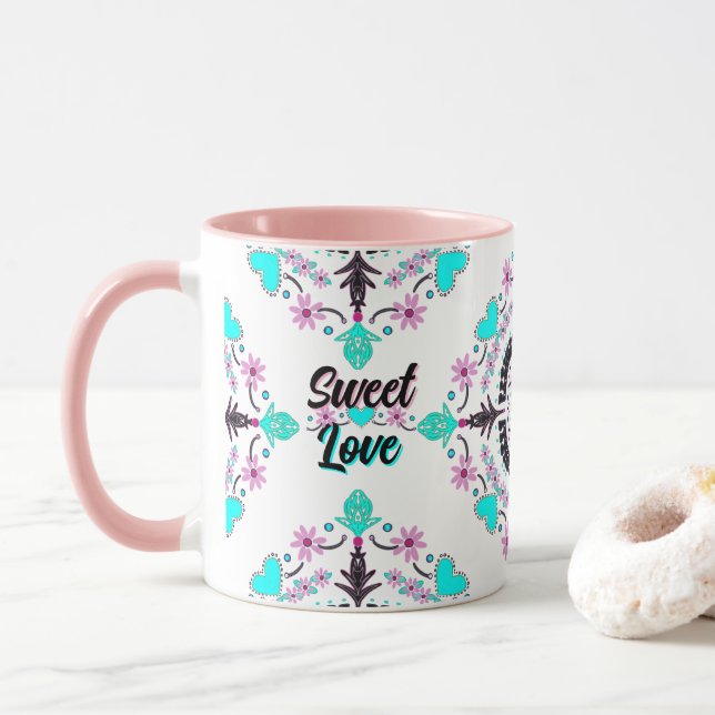 Sweet Love Personalise loves name Mug (With Donut)