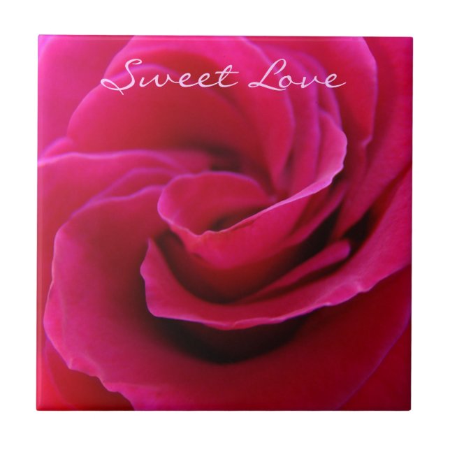 Sweet Love tile Wedding gifts Pink Rose Tile Bride (Front)
