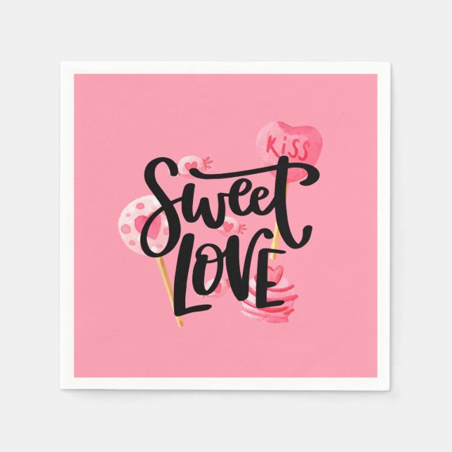 Sweet Love Valentine Typography | Paper Napkin (Front)
