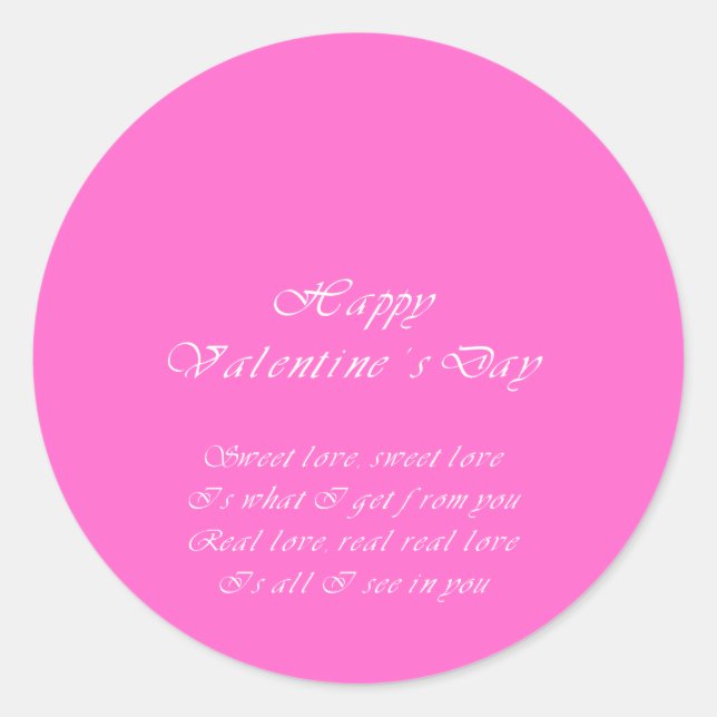 Sweet love valentine's day classic round sticker (Front)