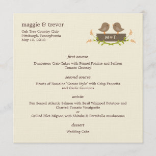 Sweet Love Wedding Menu Card