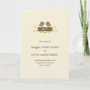 Sweet Love Wedding Program Card