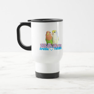 Sweet lovebirds couple travel mug