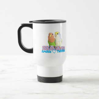 Sweet lovebirds couple travel mug