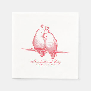 Sweet Lovebirds Valentine Wedding Napkin