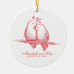 Sweet Lovebirds Valentine Wedding Ornament