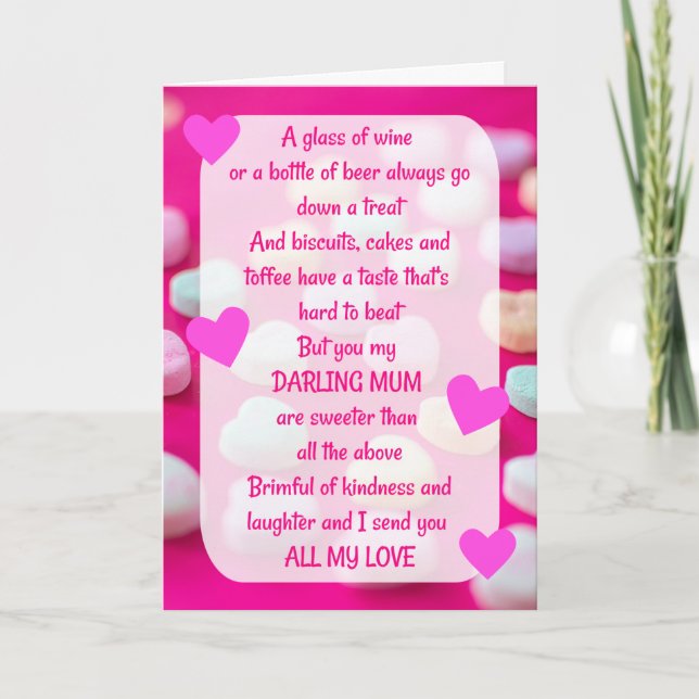 Sweet Lovely Poem Mum Sentimental Birthday Card (Front)