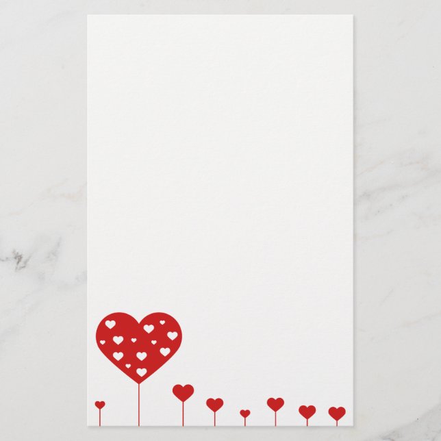 Sweet Lovely Romantic Hearts Stationery (Front)
