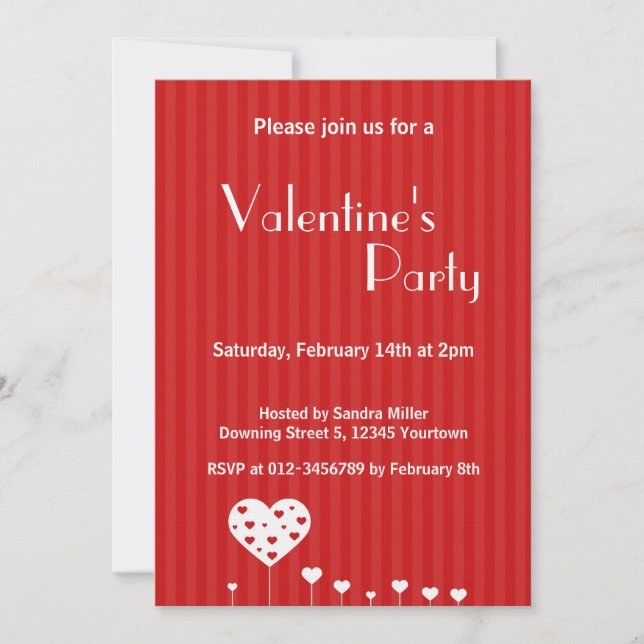 Sweet Lovely Romantic Hearts Valentine's Day Party Invitation (Front)