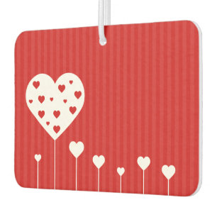 Sweet Lovely Romantic Red White Hearts Car Air Freshener