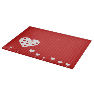Sweet Lovely Romantic Red White Hearts Cutting Board