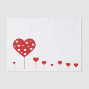 Sweet Lovely Romantic Red White Hearts Tissue Paper