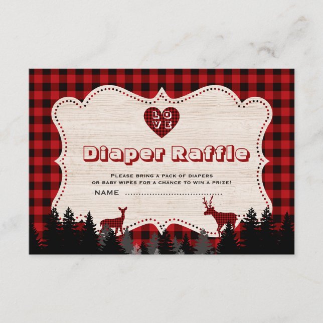 Sweet Lumberjack Baby Shower Diaper Raffle Enclosure Card (Front)