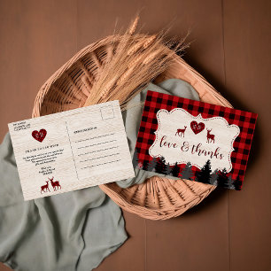 Sweet Lumberjack Baby Shower Thank you Postcard