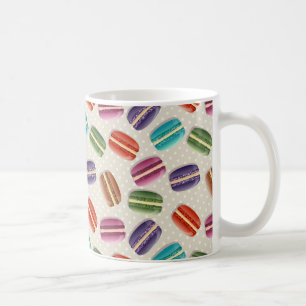 Sweet Macaron Cookies and Polka Dot Pattern Coffee Mug