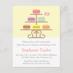 Sweet Macaron, Tea Party Baby Shower, Mum to Be Invitation