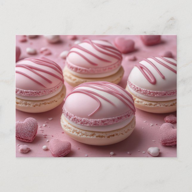 Sweet Macarones with heart Valentine's Day Postcard (Front)