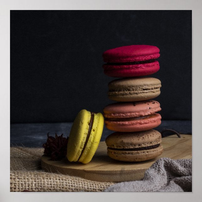 Sweet Macarons kitchen Poster Macarons Red Yellow (Front)
