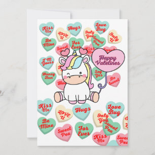 Sweet Magic of Love: Candy and Unicorn Delight Holiday Card