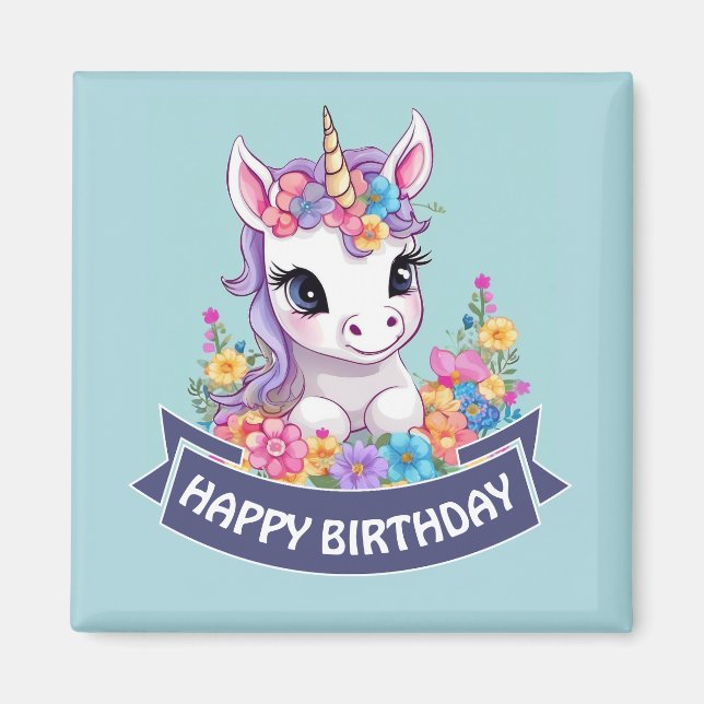 Sweet Magical Baby Unicorn  Magnet (Front)