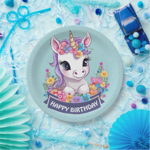 Sweet Magical Baby Unicorn  Paper Plate