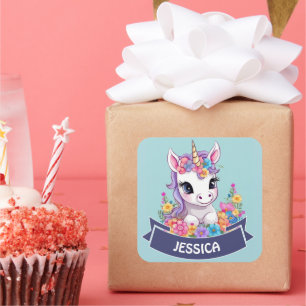 Sweet Magical Baby Unicorn  Square Sticker