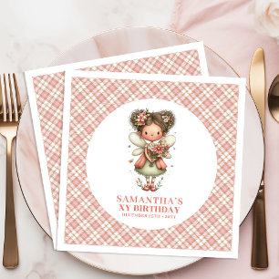 Sweet Magical Fairy Pink Floral 3rd Birthday   Napkin