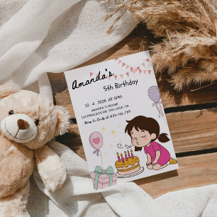 Sweet & Magical Little Girl Birthday Party Invitation