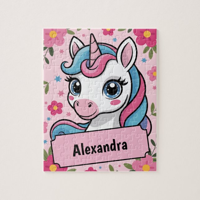 Sweet Magical Unicorn Design Personalised Girly  Jigsaw Puzzle (Vertical)