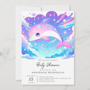 Sweet Majestic Dolphin Baby Shower Invitation