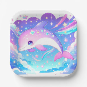 Sweet Majestic Dolphin Baby Shower  Paper Plate