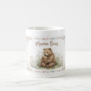 Sweet Mama Bear and Baby Bear Floral Watercolor Coffee Mug