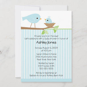 Sweet Mama Bird & Baby Boy Baby Shower Invitation