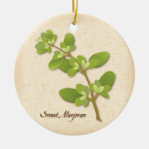 Sweet Marjoram Herb Ceramic Tree Decoration