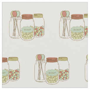Sweet mason jar and candy fabric