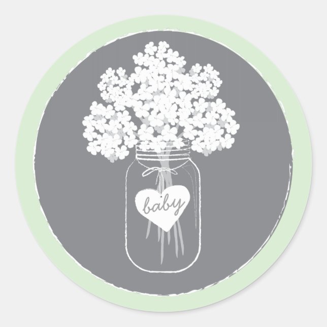 Sweet Mason Jar Baby Shower Favour Sticker (Front)