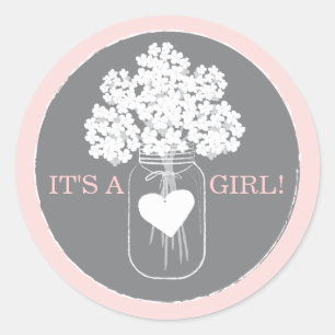 Sweet Mason Jar Baby Shower Favour Sticker